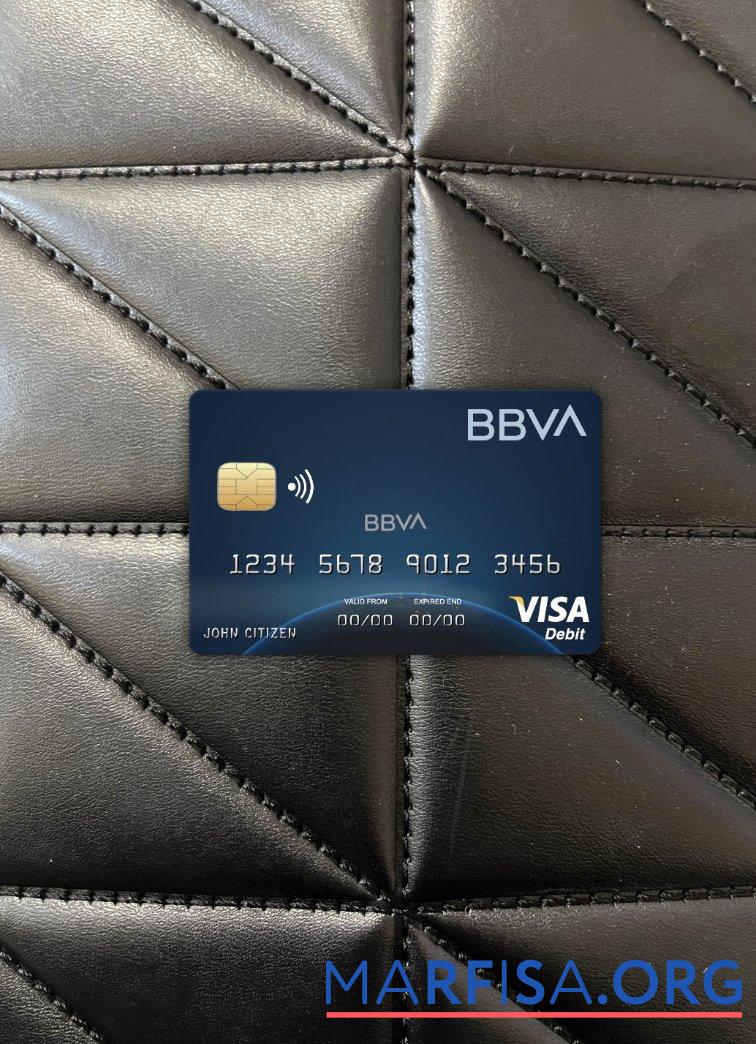 Blank Colombia BBVA bank visa card photolook front download for verification